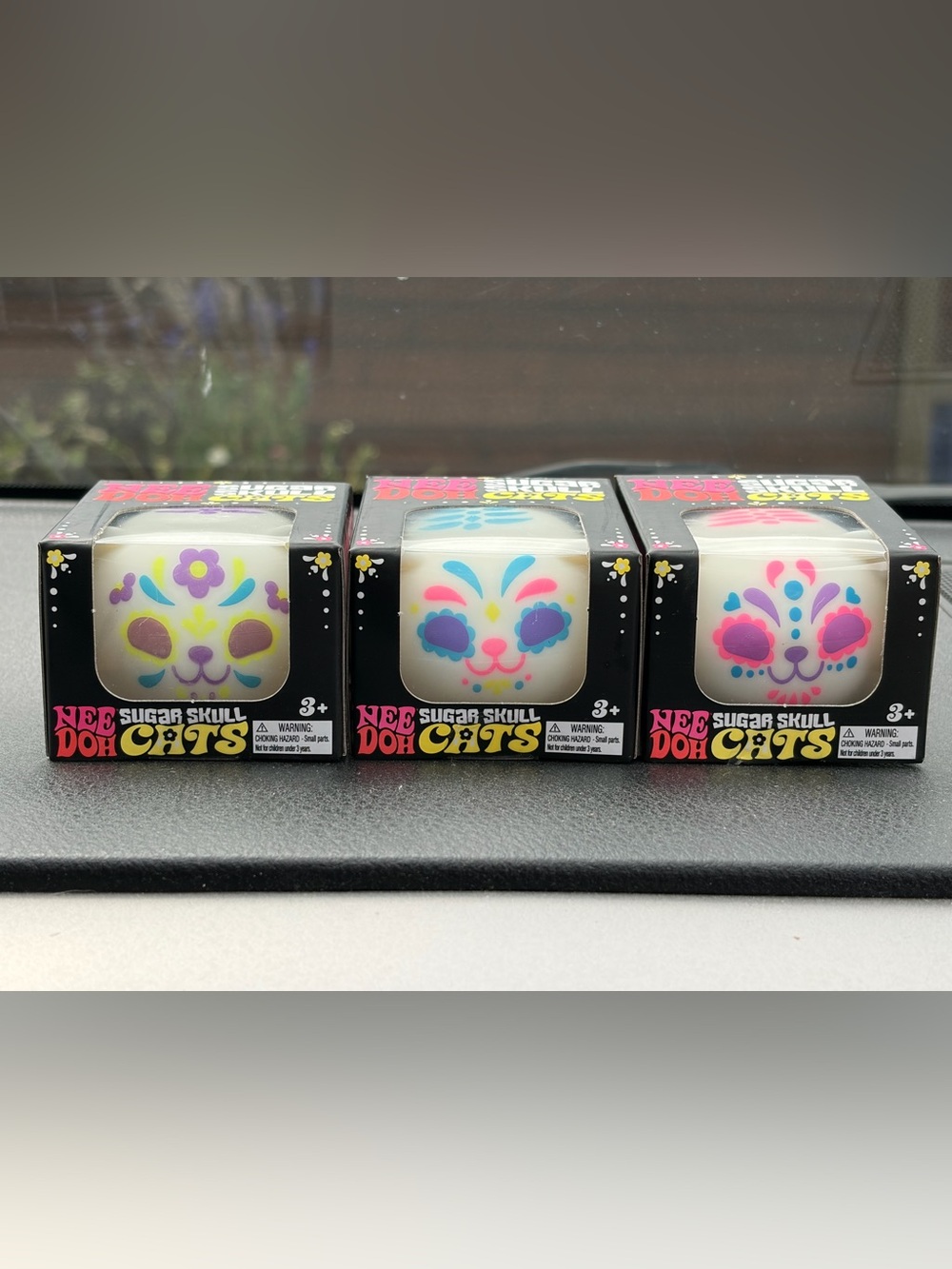 Sugar Skull Cats - White with Pink & Blue Accents